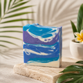 Morning Tide Body Bar - handcrafted soap with ocean blue and white swirls
